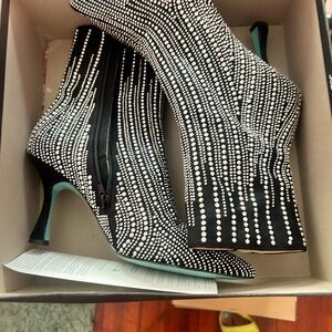Chinese Laundry Black and White Studded Heeled Boots